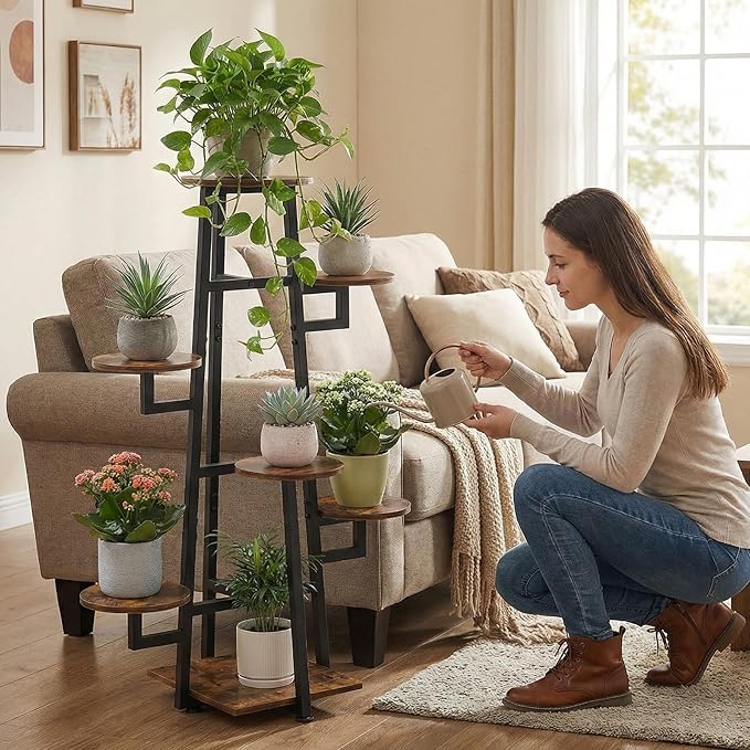 7 Tier Plant Stand Indoor, Tiered Plant Stands for Indoor Plants Multiple, Corner Flower Stand for Living Room, Multi-Layer Vintage Design Plant Shelf