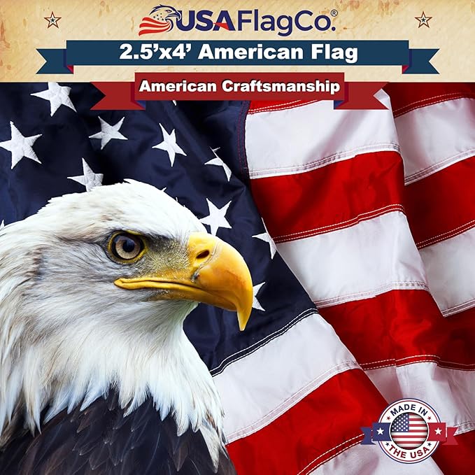 Stars and Stripes American Flag by USA Flag Co. (Made in USA) The BEST 2.5x4 Embroidered Stars and Sewn Stripes United States Flags - 2.5 x 4 ft.