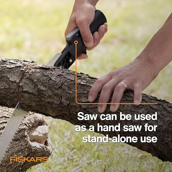 Fiskars XtendControl Extendable Tree Pruner (12 ft), Pole Saw, Adjustable Branch Trimmer with 15" X1 Saw, 3-6 ft Extension Poles, and Secure Locking System for Precision Cutting