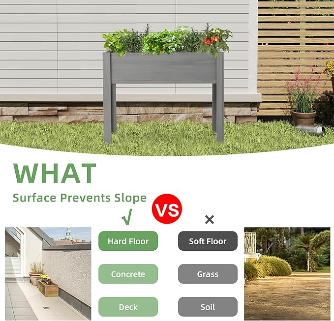 40x20x31 inch Raised Garden Bed with Legs, Elevated Wooden Planter Box for Outdoor Plants Flowers Fruits Vegetable Herb Growing