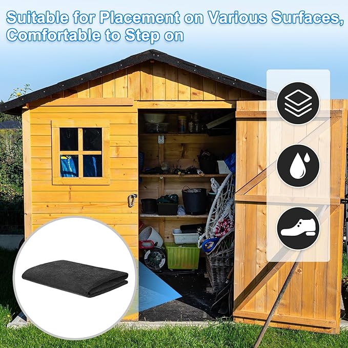 3 mm Thickened Outdoor Storage Shed Mat, 3x4 ft Waterproof Shed Flooring Mat for Patio Furniture Floor Protecting from Wear/Liquid/Dust/Oil, Non-Slip Felt Rubber Rug Pad [Grey]