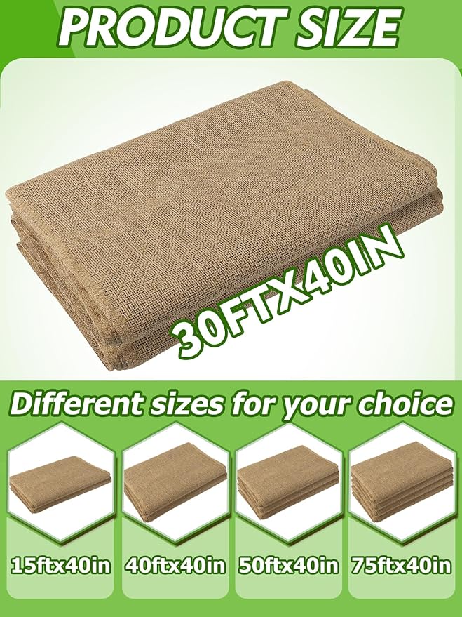 ANPHSIN 30ftx40in Natural Burlap Plant Covers Freeze Protection - Winter Frost Blankets Cloth Fabric Roll for Outdoor Bushes Trees Potted Plants Cold Weather