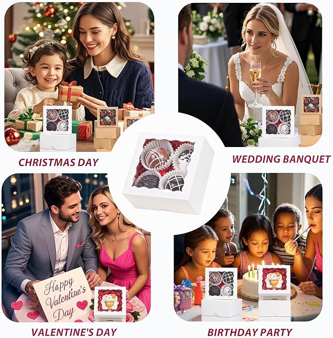 100pcs 3¼"X3¼X1½ Inch Party Favor Boxes (Bakery/Chocolate/Soap)