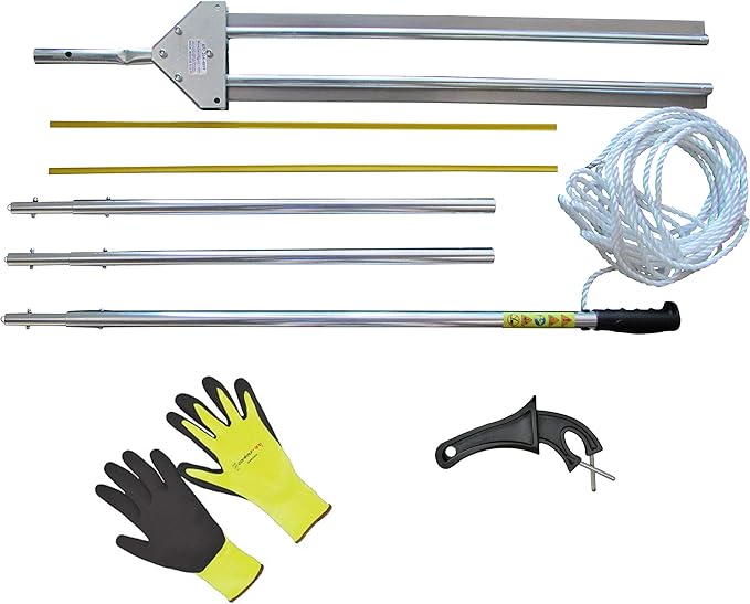 Water Land & Home Weed Shear 49" Aquatic Weed Cutter – V-Shaped Razor Blade Lake & Pond Seaweed Removal Tool – Cuts Milfoil, Hydrilla, Lily Pads – Includes Cord, Sharpener & Gloves