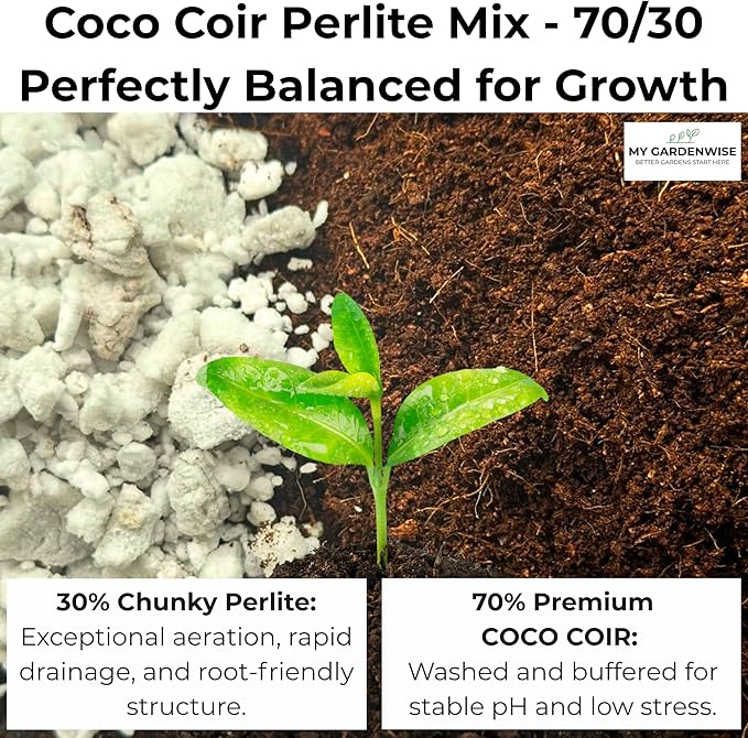 Coco Perlite - Coco Coir Perlite Mix - 70/30 Growing Media - Hydroponic, Indoor & Outdoor, Grow Bags & House Plants (30 quarts - 1 cu ft)