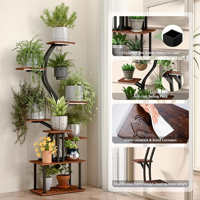Plant Stand Indoor with Grow Lights, 9 Tiered Metal Plant Shelf, Plant Stand for Indoor, Large Plant Rack Display Shelves