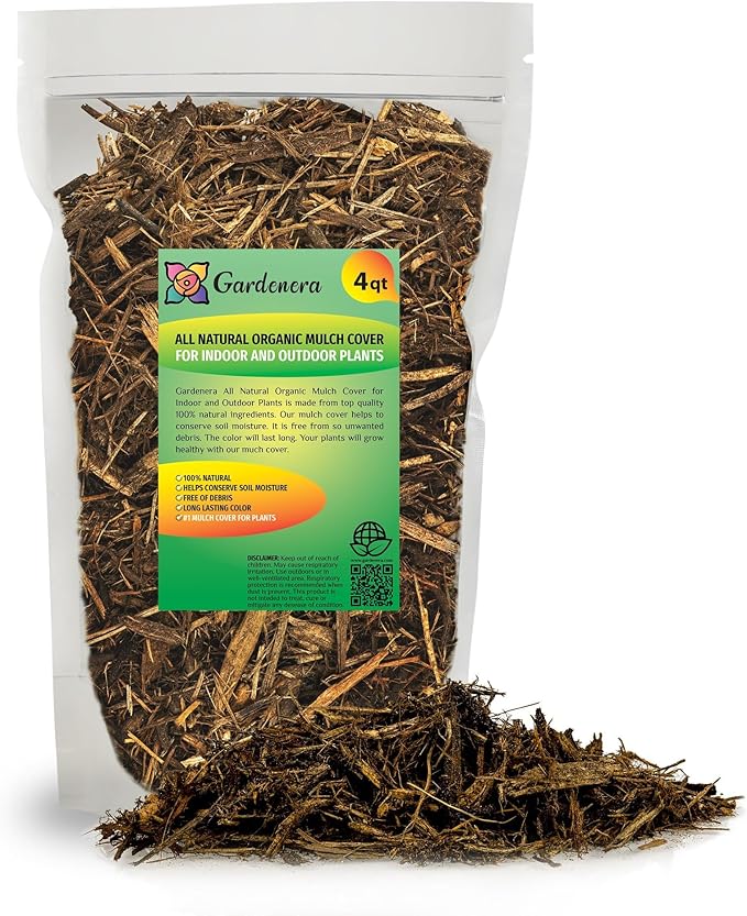 Gardenera Natural Mulch Cover - Naturally Suppress Weeds and Enhance Plant Growth - 4 QUARTS