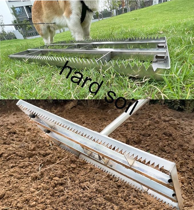 New Updated Lawn Leveling Rake, Lawn Leveler Tool with Double-Sided Design,70'' Adjuatble Stainless Steel Garden Rake, Rustproof Rakes Suitable for Landscaping Golf Course, Sand, Gardens, and Ranch