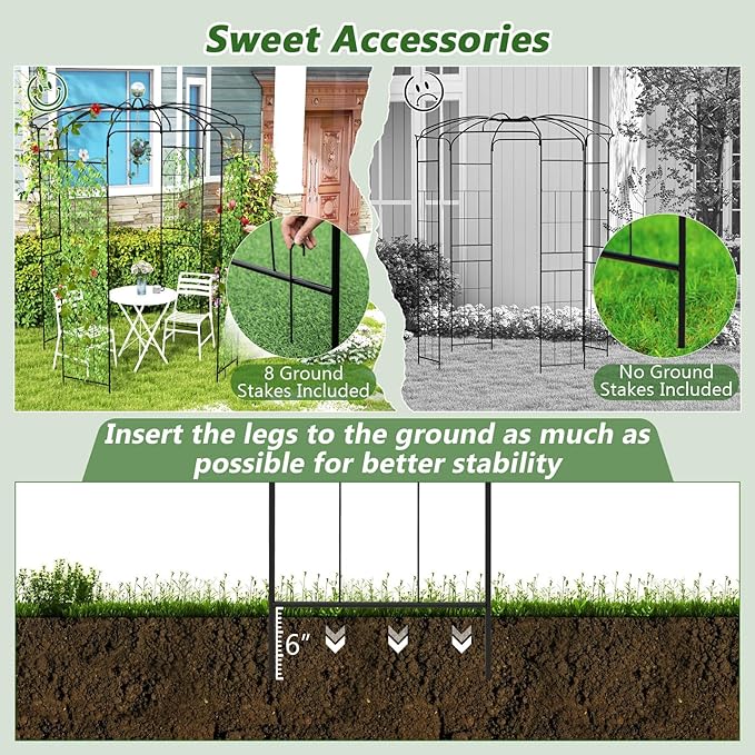 Giantex Birdcage Shape Gazebo - 9.4' H x 6.8' W Metal Arch Trellis for Climbing Plants Clematis Vines, French Style Pergola Pavilion Garden Arbor for Weddings Photoshoots Ceremony Party Outdoor Decor