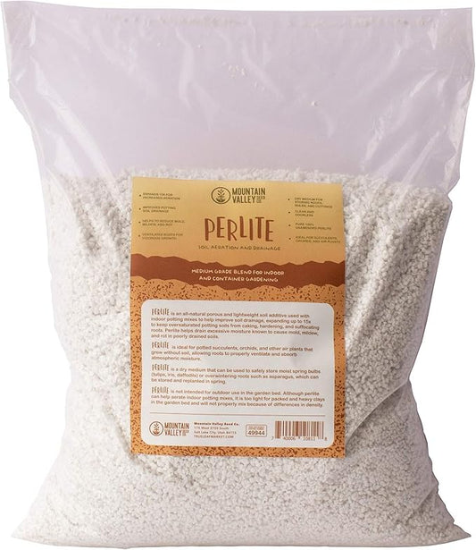 Horticultural Grade Perlite - Five 8 Quart Bag ~2 Lbs Each - (~1/8 Inch Particles) - Soil Amendment Additive - for Growth, Aeration & Drainage for Potting Mix