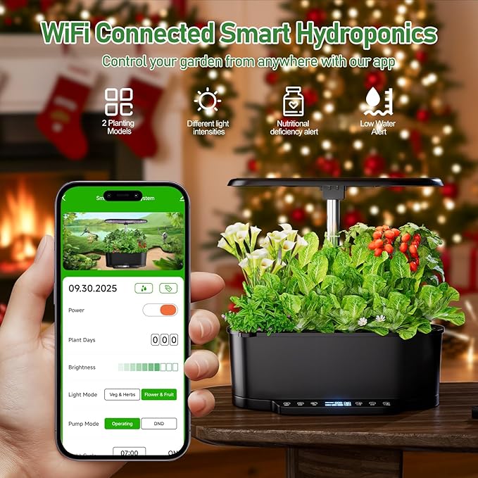 SPECILITE Hydroponics Growing System Kit with 30” Height, 15 Pods Herb Garden with 36W Grow Light, Auto Timer & Pump System, APP & WiFi Controlled Smart Indoor Garden for Vegetables,Kitchen & Gifts