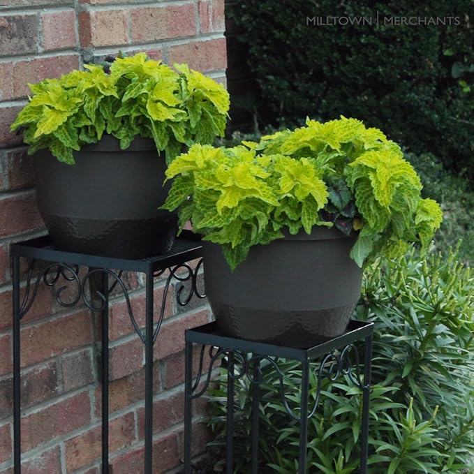 Milltown Merchants™ Plant Stands - Set of 3 Metal Plant Stands - Indoor/Outdoor Nesting Wrought Iron End Tables - Square Black Flower Stands