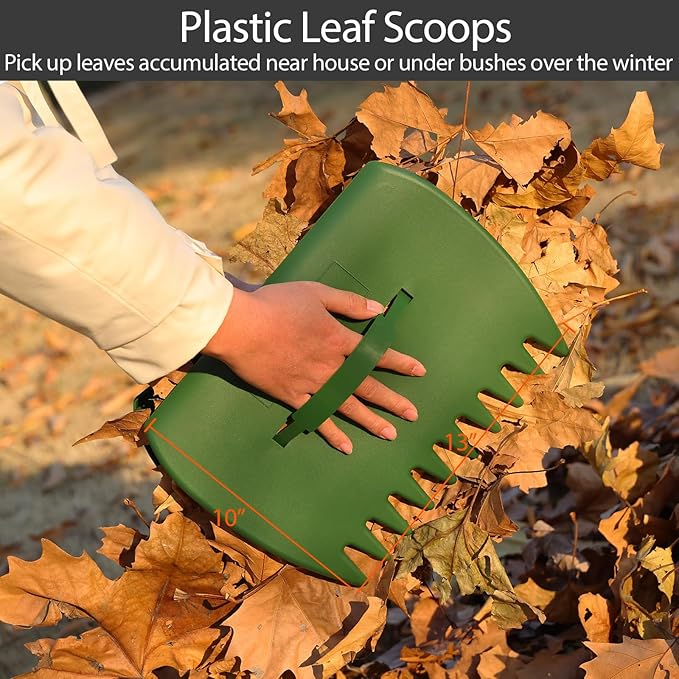 Adjustable Leaf Rake for Leaves with 32 Gallon Lawn and Leaf Bags & Leaf Scoops, Adult Kids Lawn Shrub Yard Landscape Garden Metal Rake with Expandable Head 8-17" Long Handle 30-60"