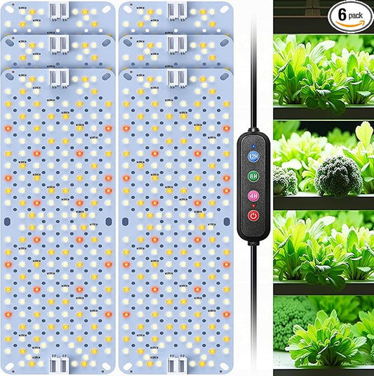 Full Spectrum 1152 LEDs Grow Lights,60W Plant Grow Lights for Indoor Plants with Daisy Chain Function, Sunlike Spectrum,4/8/12/16/20H Timer for Seed Starting(Pack 6)