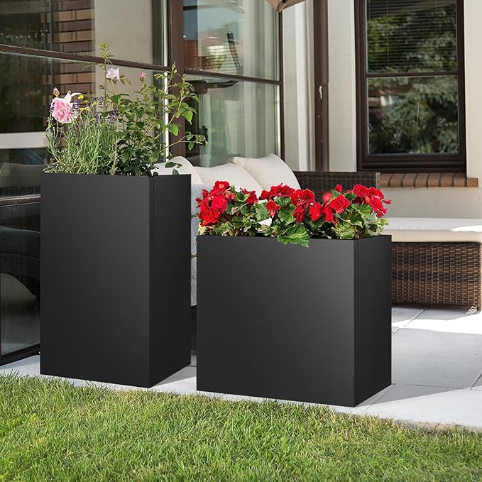 Steel Planter Box 28"x12"x28", Square Metal Planter Box Indoor&Outdoor, Steel Planter Heavy Duty for Commercial and Residential Use