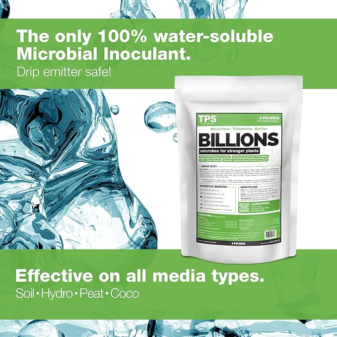 TPS NUTRIENTS Billions Concentrated Microbial Root Enhancer, 100% Water-Soluble with Mycorrhizae, Bacteria and Trichoderma, 5 Pound