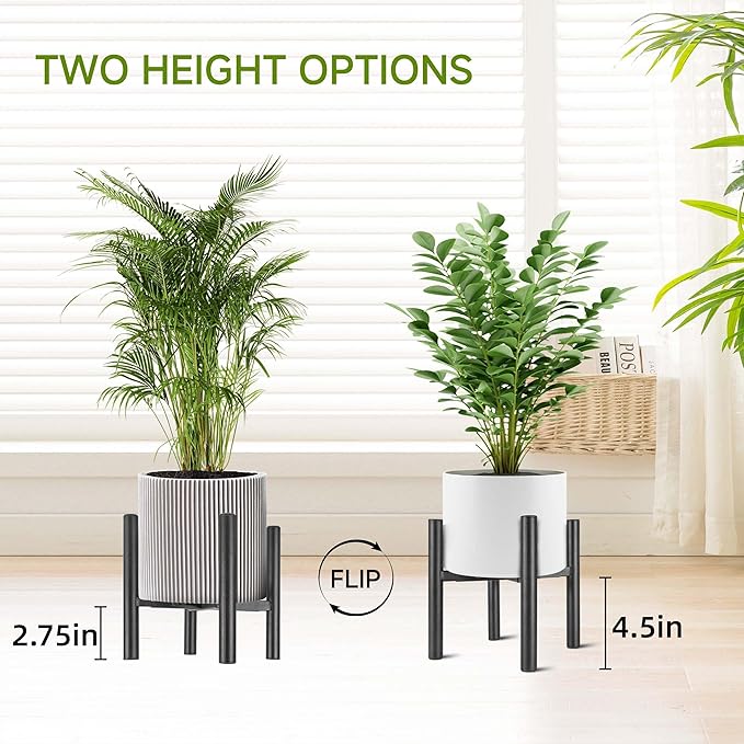 Adjustable Metal Plant Stand Black, Fits 6-10 Inch Heavy Duty Flower Pots Holder - Floor Single Plant Stands Indoor Outdoor for Corner Planter Outside Potted Plants (Pot Not Included)