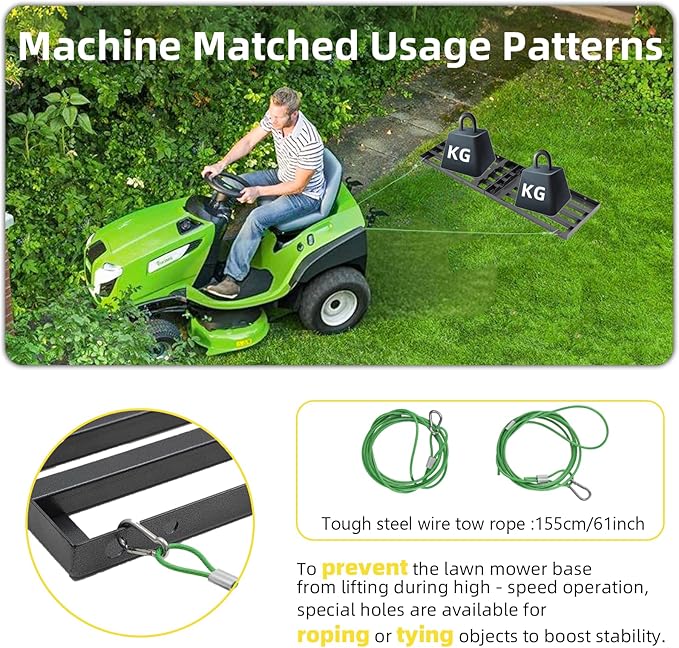 Lawn Leveling Rake Heavy Duty Stainless Steel Landscaping Tool, 34" X 9.4" Yard Leveling Rake with Sturdy Wire Rope Ideal for Backyard, Garden, Golf Course, Farm, Pasture