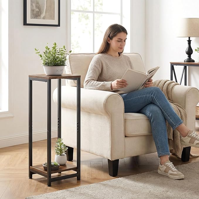 2-Tier Tall Plant Stand Indoor, Corner Plant Stands for Indoor Plants Multiple, Multi-Functional Small Side Table for Living Room, Bedroom, Balcony