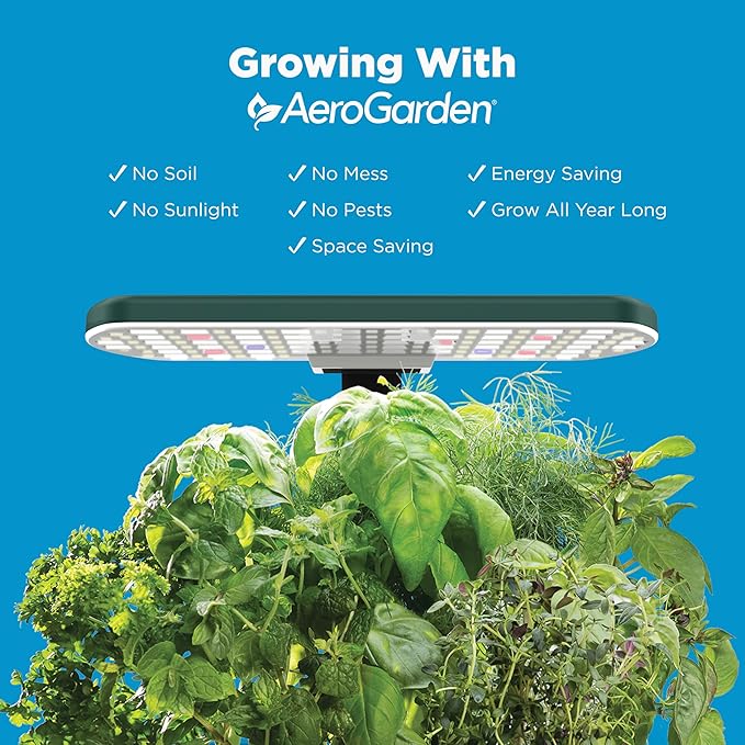 AeroGarden Harvest Lite in Green, Soil-Free Indoor Hydroponic Garden with LED Grow Light for Year-Round Gardening of up to 6 Herbs and Vegetables