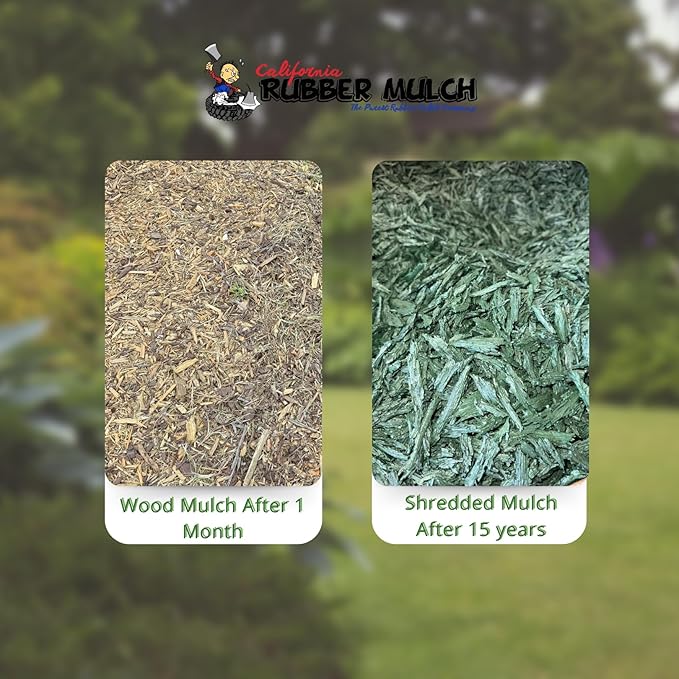 100% Wire-Free Shredded Rubber Mulch – Green – 10 lb (0.6 cu ft) – Long-Lasting, Low Maintenance, Safe for Kids & Pets – Ideal for Landscaping & Playgrounds