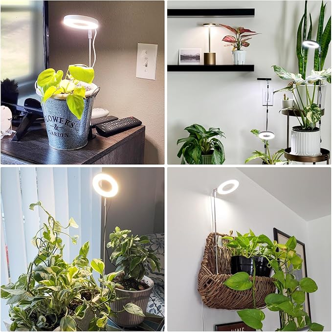 Grow Lights for Indoor Plants,Full Spectrum Plant Lights for Indoor Growing with 3/9/12H Timer, 3 Color Modes, 10 Brightness, 6.5"-26" Height Adjustable Small Grow Light, 2 Pack(3.4in)