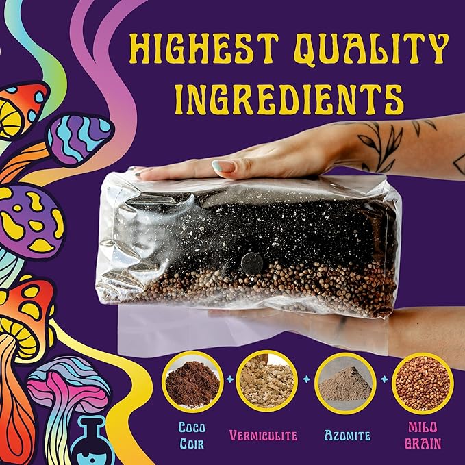 4 LB All-in-One Grow Bag: Up to 32oz of Mushrooms! Nutrient-Enhanced, Injection Port, Just Add Your Own Spores & Grow Like Magic (4 LB Bag)