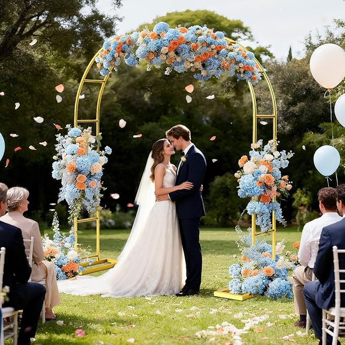 7.2FT Metal Garden Arch Trellis Arbor, Wedding Arch Stand with Steel Frame, Metal Pergola Arbor with Base for Decor Garden Trellis Climbing Plant, Bridal Party Ceremony
