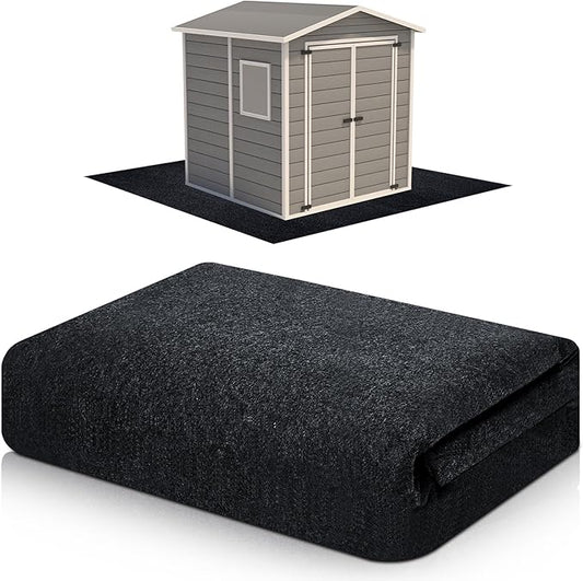 Haull Waterproof Outdoor Storage Shed Mat, 10x10 ft, Felt Surface, Non Slip Backing, Washable, Storage Shed Not Included