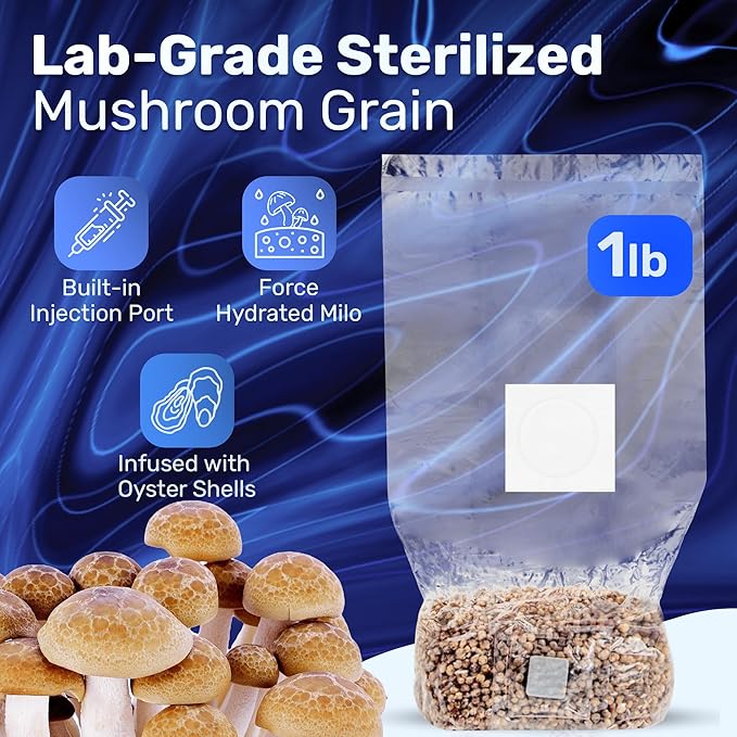 Surfin' Spores Mushroom Grow Kit | 4 lb Grow-in-Bag Kit/Monotub Refill | Includes: 1 lb Sterile Grain Bag with Injection Port & 3 lb Organic CVG Substrate | Spores Not Included (Two Pack)