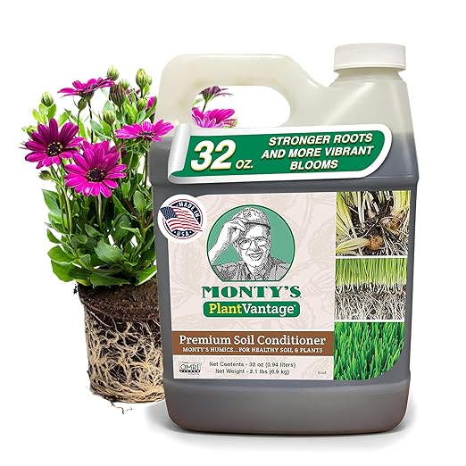 Monty’s Premium Liquid Soil Conditioner with Humic Acid, Organic Amendment for All Soil Types, Increases Moisture Retention & Nutrient Uptake, Enhances Health & Microbial Activity - 32oz