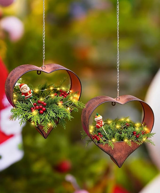 Metal Plant Hangers Indoor and Outdoor: Christmas Birthday Gifts for Women Mom Wife Garden Lovers - Heart Shape Hanging Planters Perfect for Window Wall Living Room Office Decor(2 Pack)
