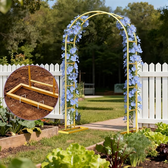 Metal Garden Arch Trellis Arbor Set of 2, 7.2FT+6.6FT Wedding Arch Stand with Steel Frame, Metal Pergola Arbor with Base for Decor Garden Trellis Climbing Plant, Bridal Party Ceremony