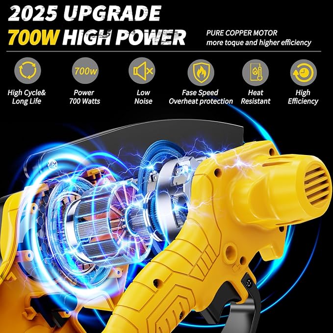 Mini Chainsaw Cordless, 6 inch Electric Chain Saw, With power display for Wood/Tree Cutting, Garden & Household Use Stocking Stuffers Gift for Men Dad Husband(2 Batteries)