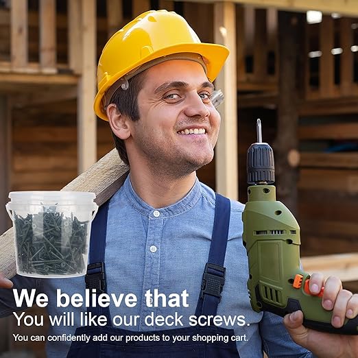 Deck Screws #8 x 1-1/4’’, T25 Star Torx Drive Flat Head Wood Screws, Green, 5lb
