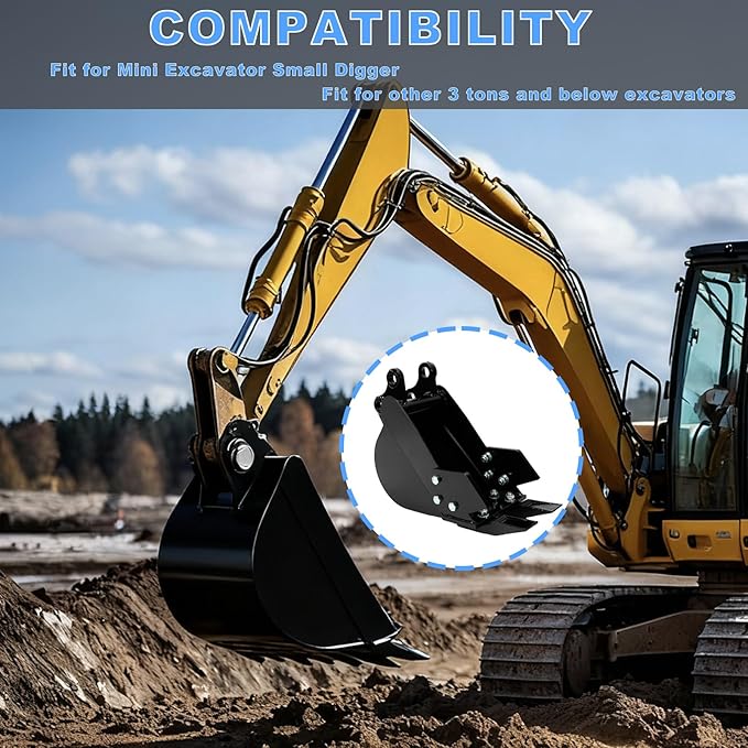 Mini Excavator Bucket, 200mm Narrow Digging Bucket, Span 90mm/3.54in Hole,Diameter 25mm/0.98in Backhoe Attachments, for Mini Excavators
