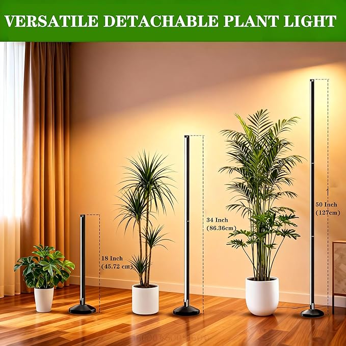 50 Inch Standing Grow Lights for Indoor Plants, 6000K Full Spectrum Plant Lights with Timer, 252 LEDs Vertical Grow Lights,10 Dimmable Levels, Adjustable Height Plant Growing Lamp, 120° Wide Coverage