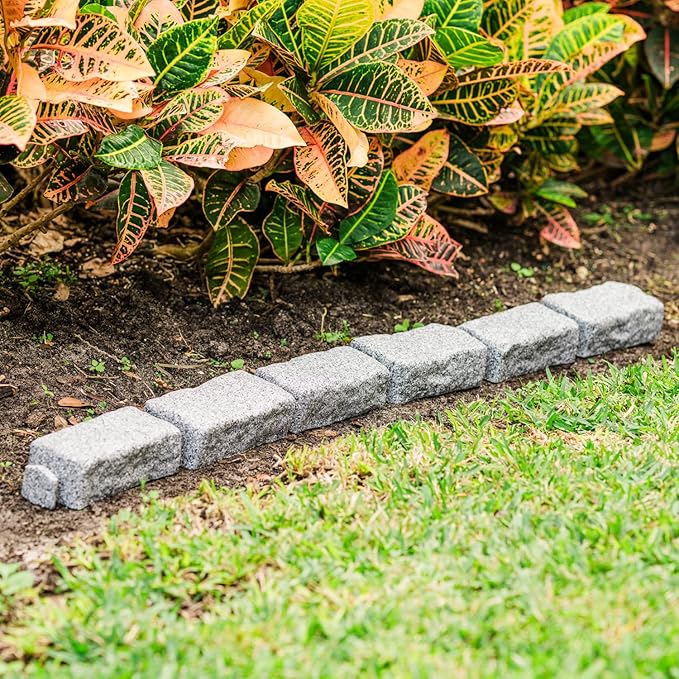 Beuta Landscape Edging | Garden Edging Border | Faux Stone Bricks for Lawn Edging, Flower beds, Pathways & Yard Edging– 1 Pack | Each Section Has 6 Bricks 48" L x 4" W x 2.25" H | 3 Spikes |Greystone