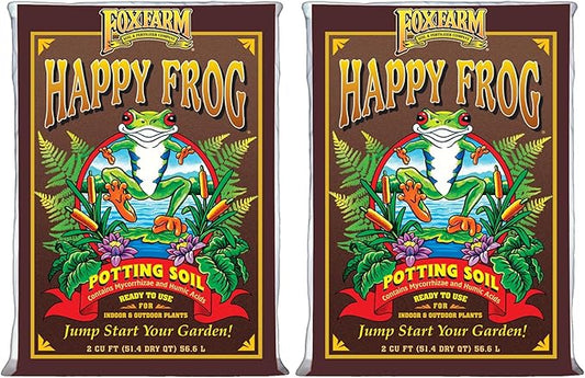 FoxFarm Happy Frog Potting Soil, 2cu ft (Pack of 2) - for Indoor/Outdoor Container Plants, Improves Root Efficiency, pH Adjusted for Optimal Nutrient Uptake - Contains Mycorrhizae and Humic Acids