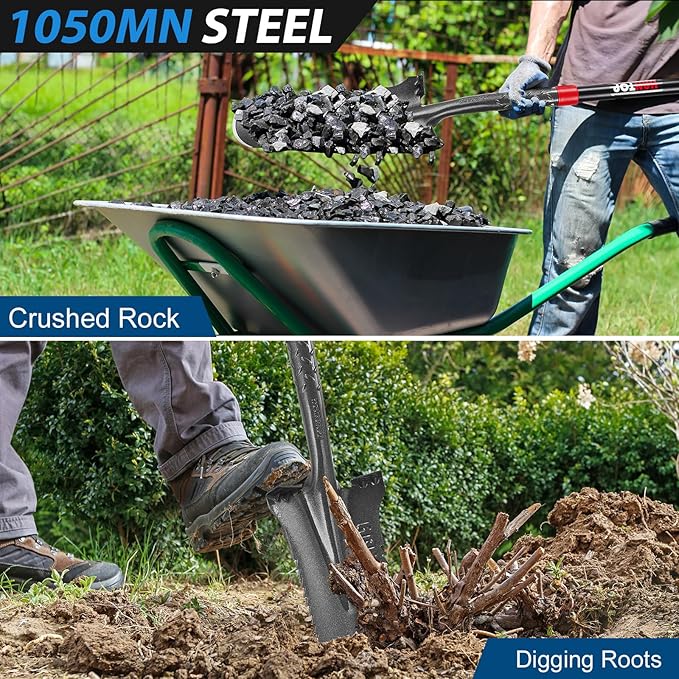 Drain Spade Root Saw Spade Narrow Serrated Shovel Digging Shovels for Cutting Root, Digging, Trenching,Transplanting,44 inches