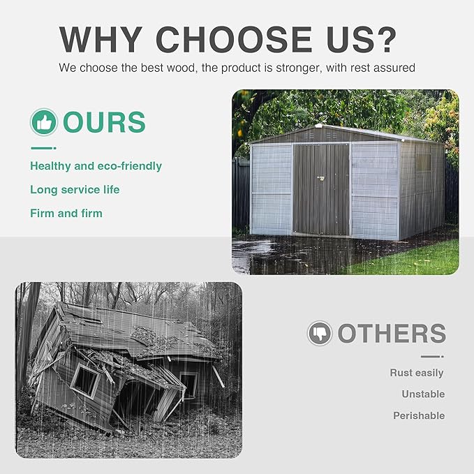 6x4 FT Outdoor Wood Storage Shed, Garden Tool Shed with Windows, Outside Storage Shed Waterproof for Backyard, Garden, Patio, 4 Vents (Without Floor) Gray