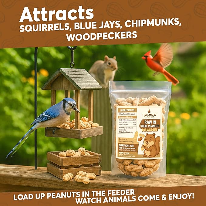 2 Pack of 5 Lb Bags (10 Pounds Total) - Raw Peanuts for Squirrels, Raw in Shell Peanuts for Birds and Wildlife- Squirrel Food, Wild Bird Seed - Grown in The USA