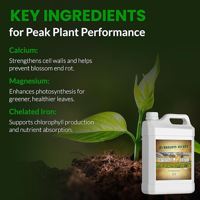 Humboldts Secret CalMag & Iron | Calcium, Magnesium & Chelated Iron Nutrient Fertilizer | Hydroponic Supplies for Vegetative & Flowering Growth in Soil, Coco, Hydroponics or RO Water | 1 Gallon