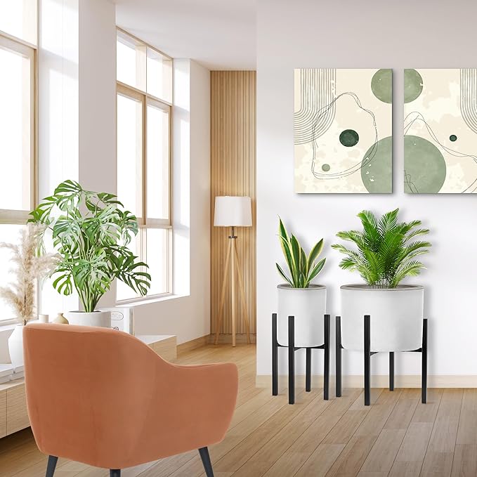 Sorbus Adjustable Metal Plant Stand – Mid Century Style Flower Pot Holder, 10 to 16 Inches Planter Stand for Modern Home Décor, Houseplants – Plant & Pot NOT INCLUDED (Black, 2 Pack)