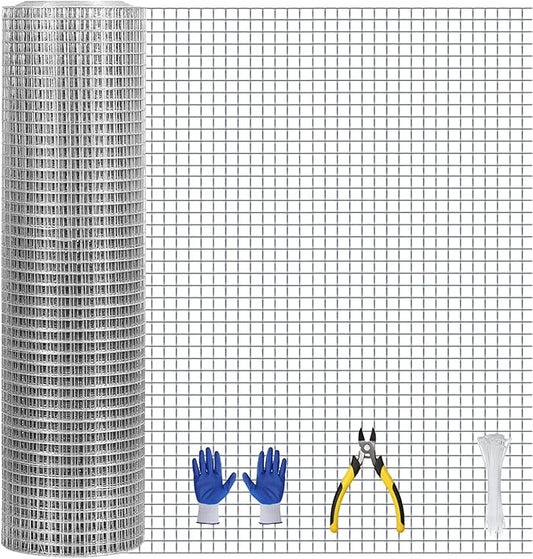 Hardware Cloth, 1/2 inch 24inx50ft 21GA Hot-dip Galvanized Wire Mesh, Wire Fence, Chicken Wire Mesh,Poultry Farming, Garden Fence,Wire Mesh, Tree Protection, Gopher Wire, Rabbit Wire.