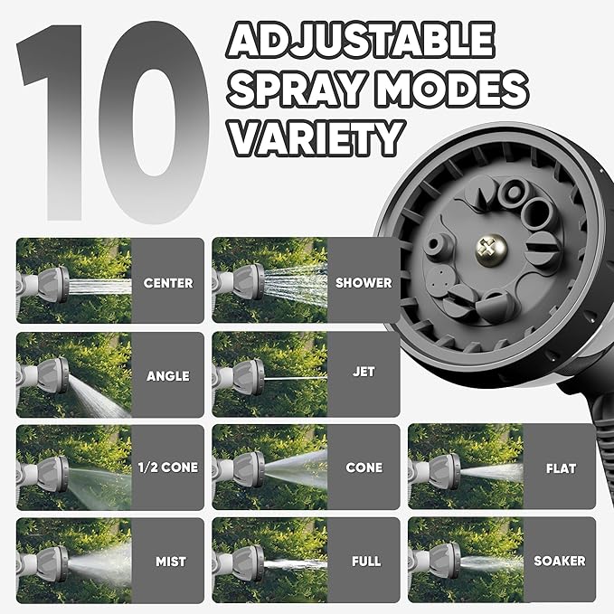 SILVEL Retractable Garden Hose Reel – 5/8 in x 75FT Heavy Duty Automatic Hose Reel Wall Mounted, Upgraded UV Resistant with 10 Pattern Nozzle, Any Length Lock & Slow Return System, 180°Swivel Bracket