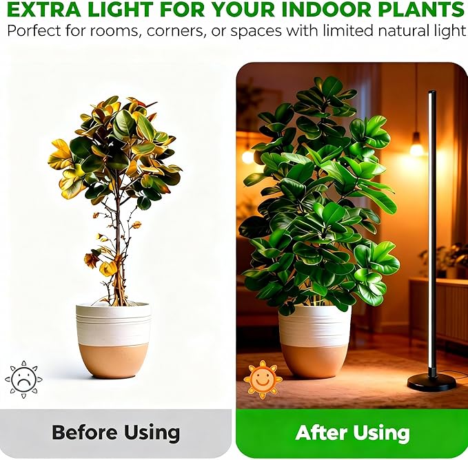 50 Inch Standing Grow Lights for Indoor Plants, 6000K Full Spectrum Plant Lights with Timer, 252 LEDs Vertical Grow Lights,10 Dimmable Levels, Adjustable Height Plant Growing Lamp, 120° Wide Coverage