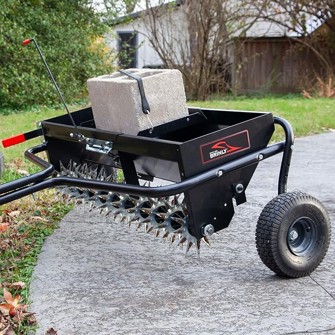 Brinly AS2-40BH-P Tow Behind Combination Aerator Spreader with Weight Tray, 40-Inch, Flat Black