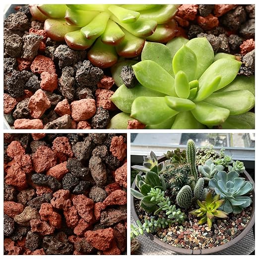 18 Pounds Mix Lava Rocks, 5-8 mm Red and Black Lava Rocks for Plants, Bonsai Rocks Horticultural Grit Soil Cover Gravel for Succulents and Hydroponics, Fairy Gardening, Top Dressing, Plant Drainage