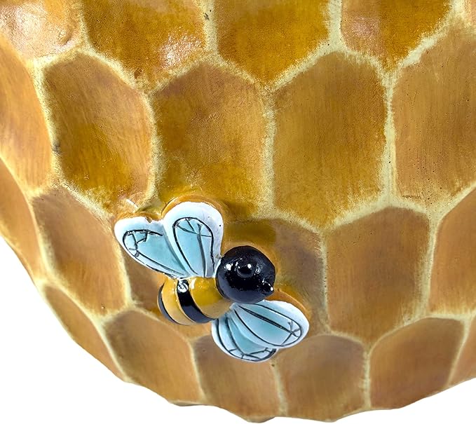 Galt International Honeycomb Stool Side Table w/Bees & Honey Top 17" | Cute Fantasy Yellow Golden Honey Hive Basket Fun Eclectic Home Decor Resin